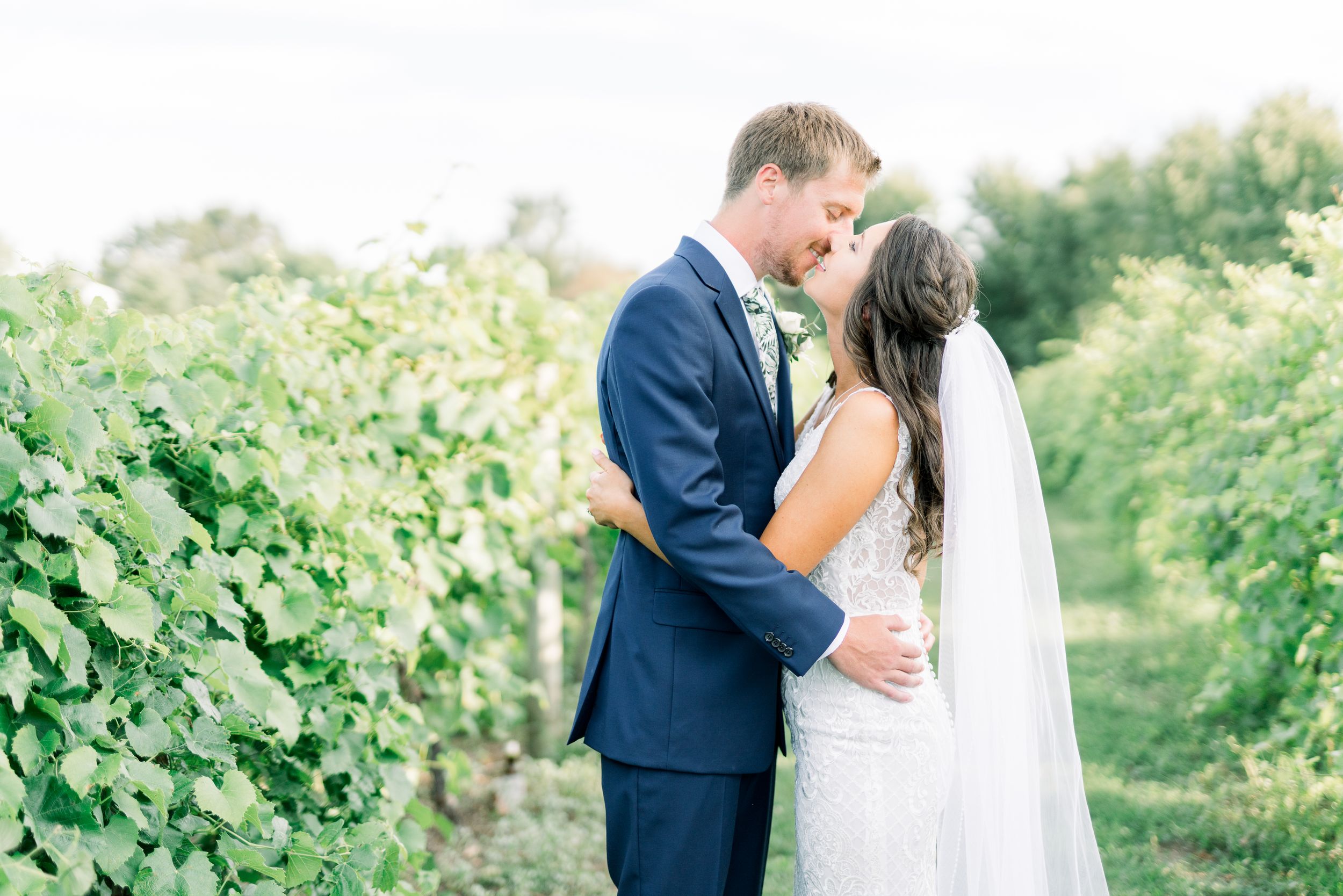 Vineyard photos at Prairie Moon Winery wedding in Ames, Iowa