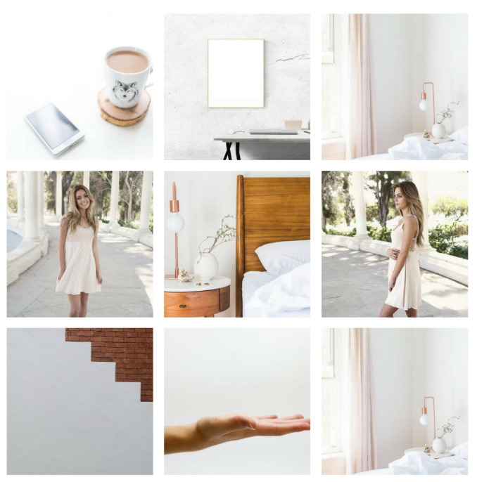 Instagram grid with clean white aesthetic