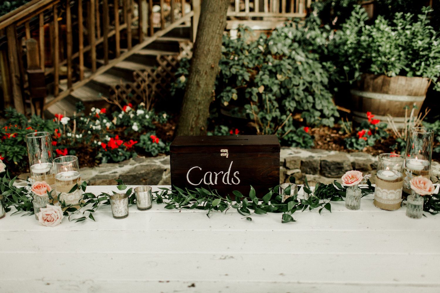 detail close up picture of cards display table at calamigos ranch