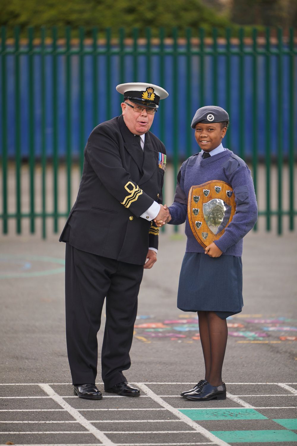 Cadet receiving award.