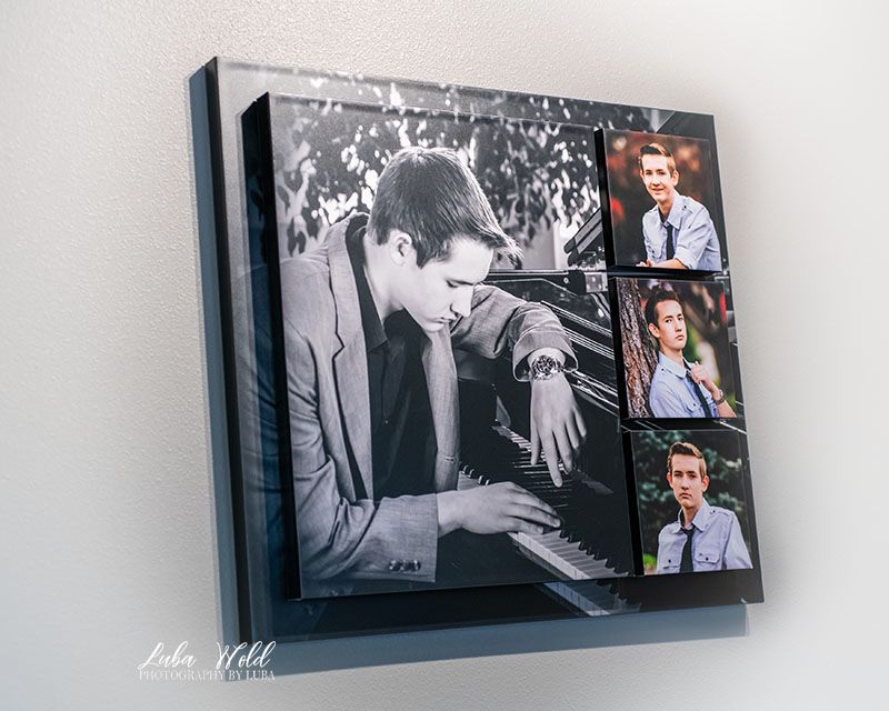 high school senior boy playing piano, wall art display, created by luba wold in coeur dl alene, Idaho
