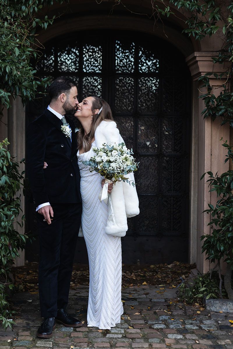 First kiss for the newly weds.