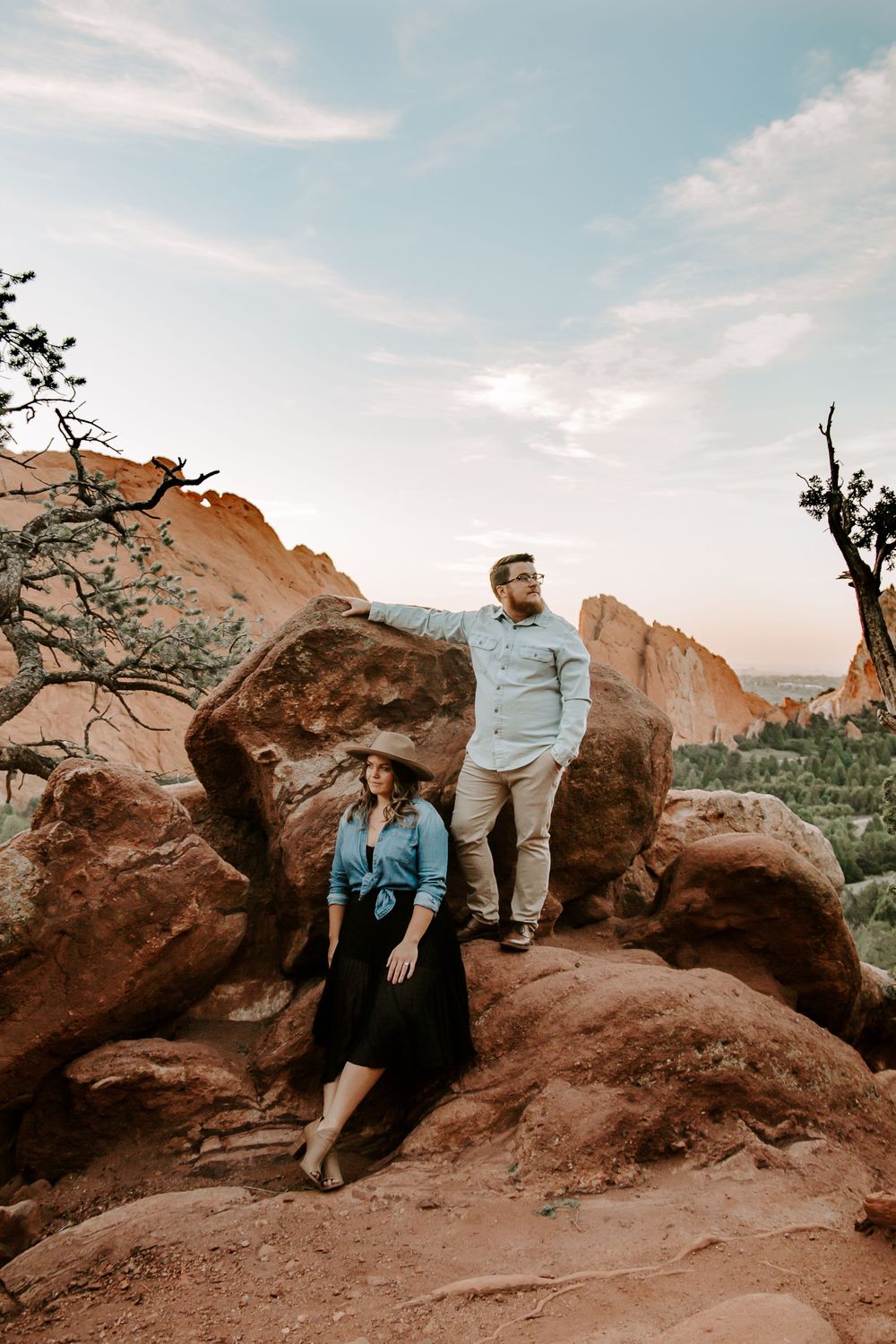 couple posing for engagement photos in Colorado