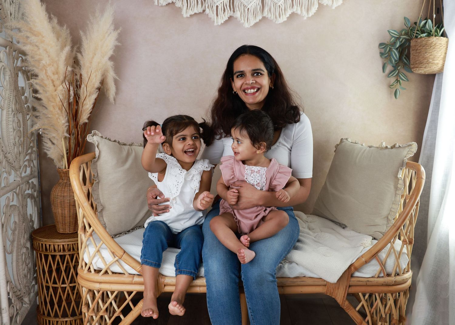 Happy Mother with her two children