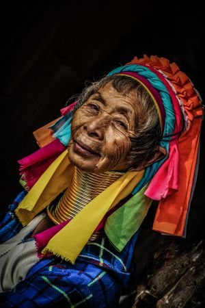 Environmental portrait of Long-necked Karen woman