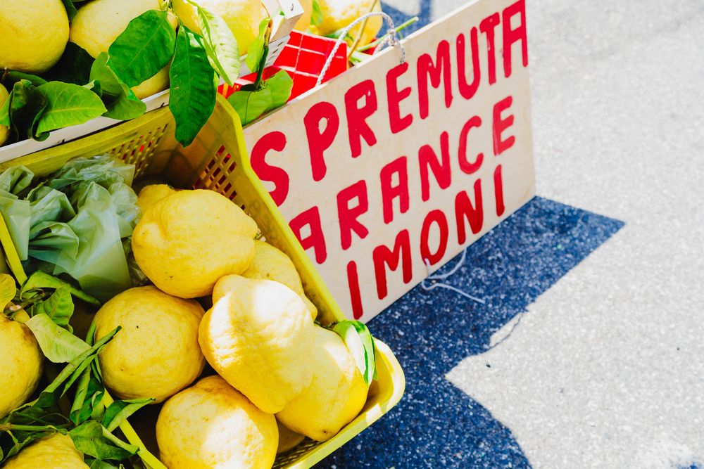 Lemons by the roadside on the Amalfi Coast, travel photography