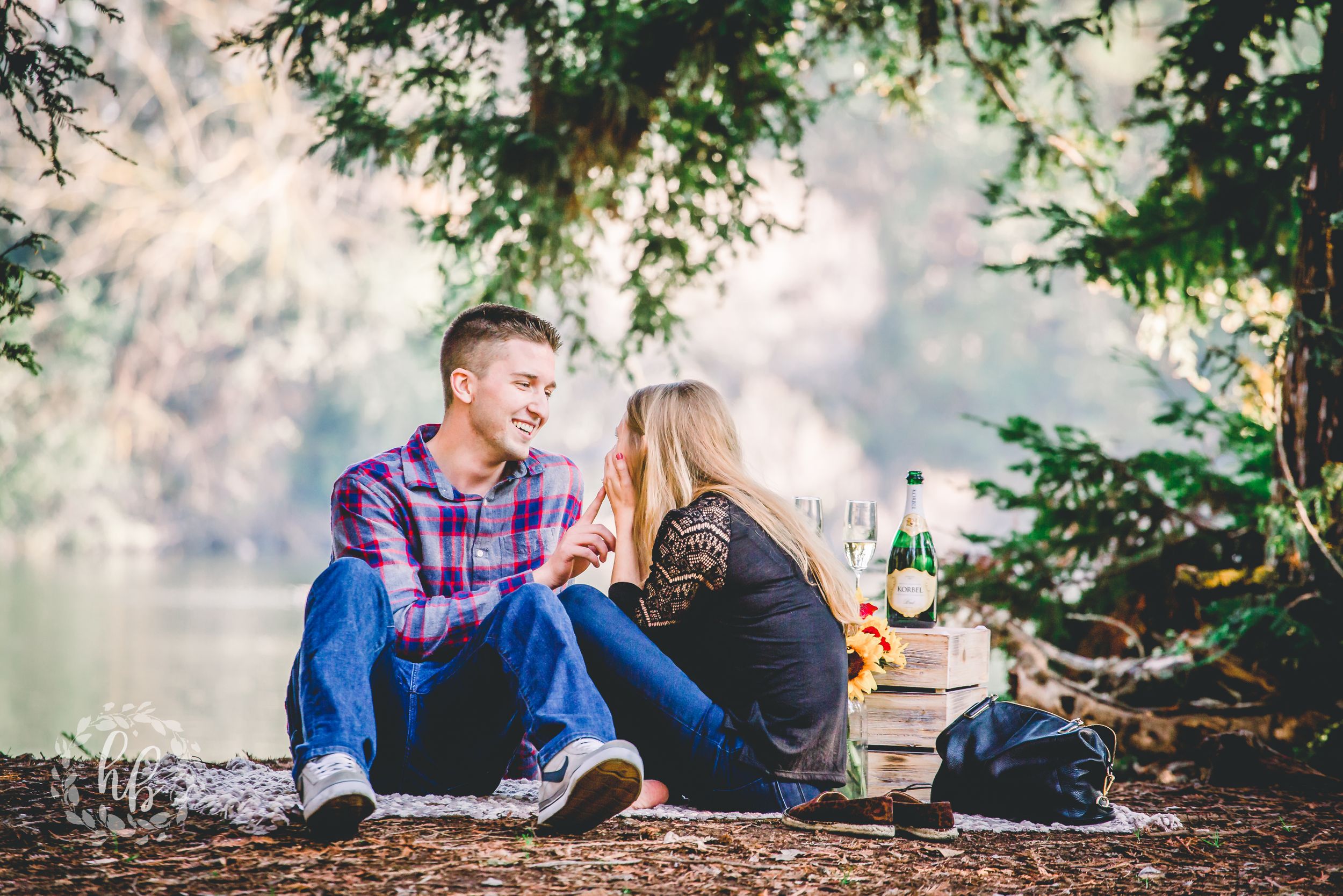 lakeside proposal engagement photos