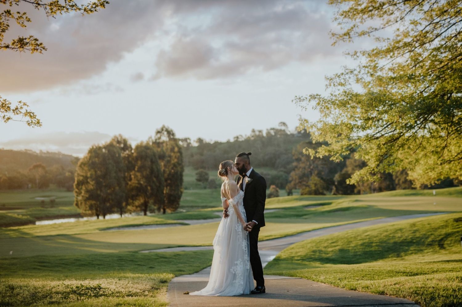 Sunset bridal portraits at Yarra Valley Lodge