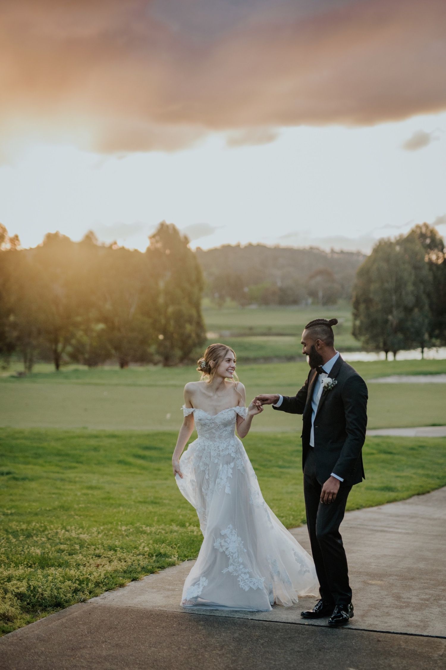 Sunset bridal portraits at Yarra Valley Lodge