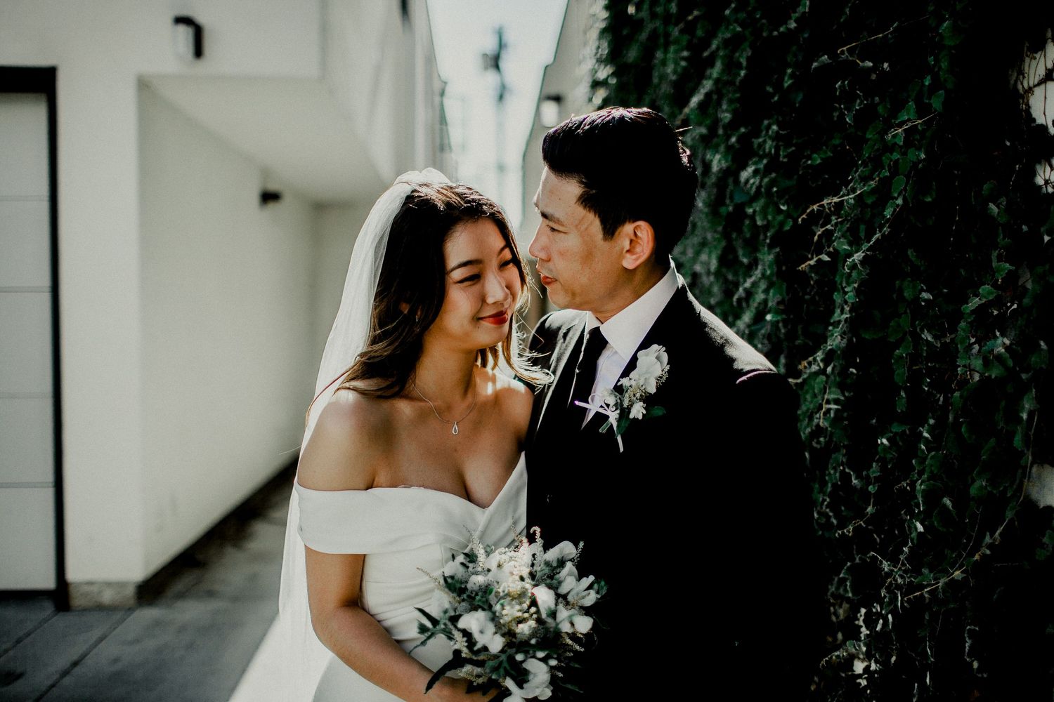 bride and groom portrait session near a.o.c. la