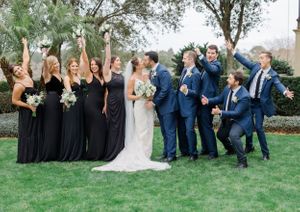 bridal party wedding photos, fun bridal party photos with bride and groom