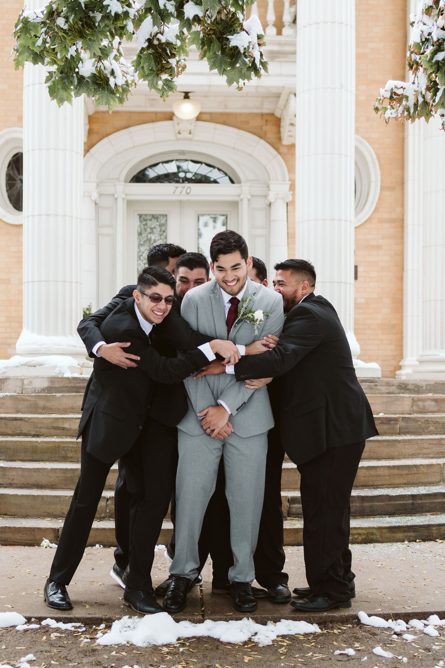 Denver wedding photography inspiration, groom and groomsmen portraits, best Colorado venues, winter wedding