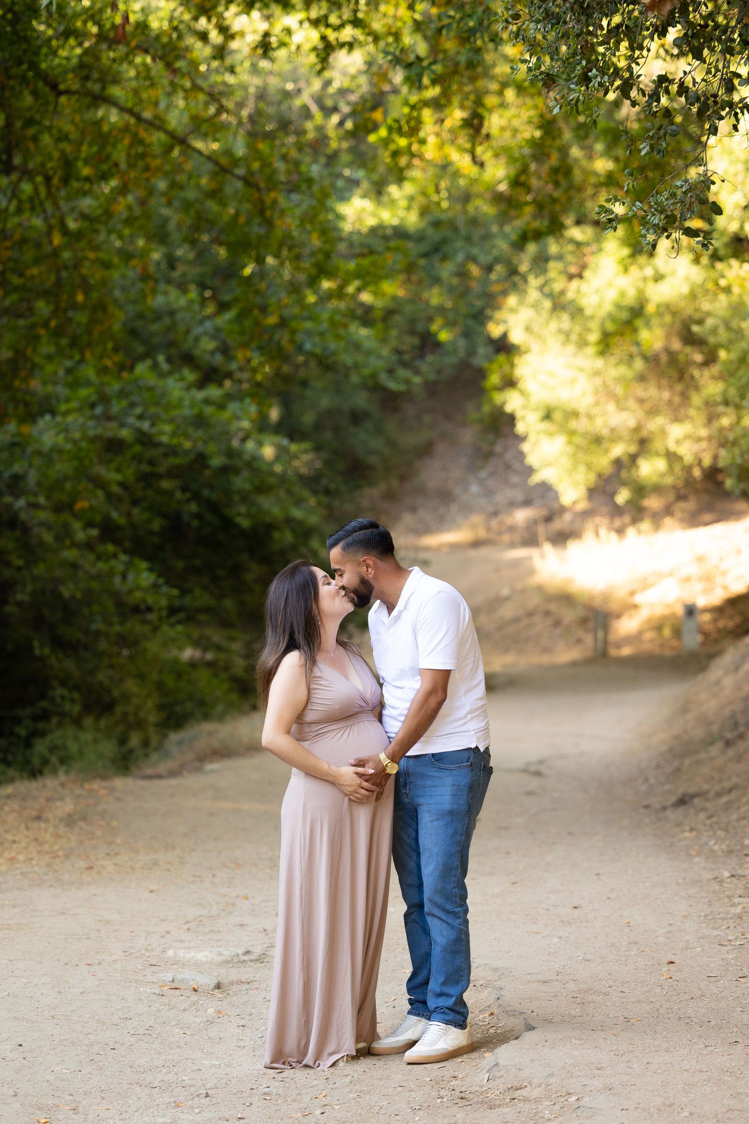 A couple kissing out at Millard Falls, Altadena