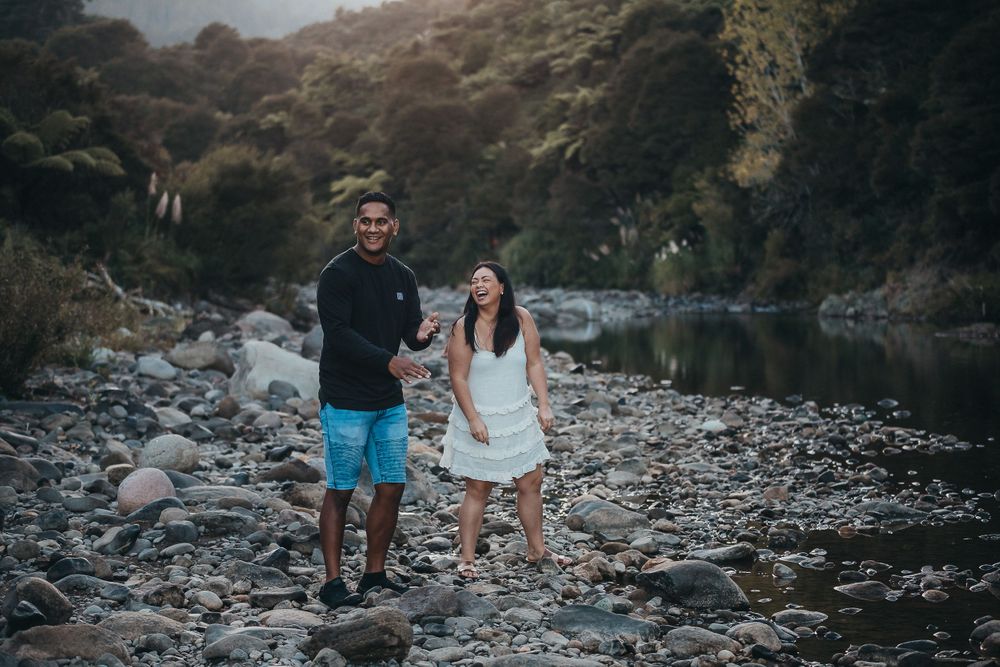 Skipping Stones Engagement Session Kauaeranga