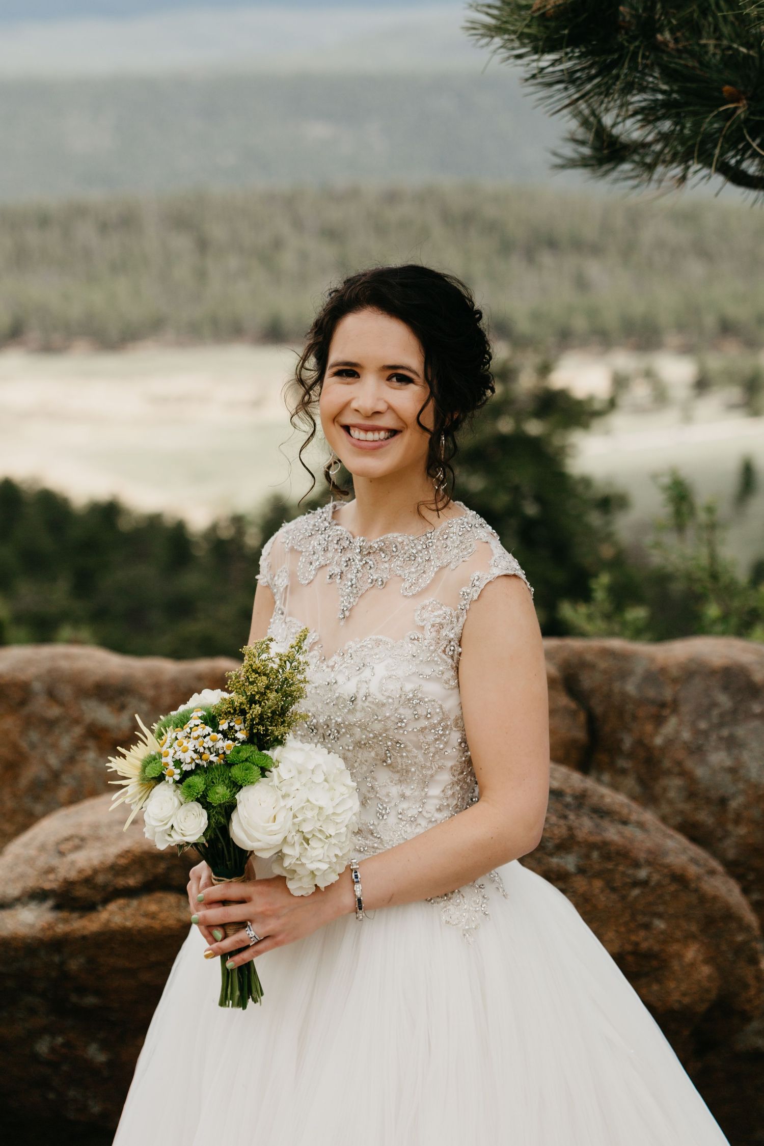 bridal portrait, forest, rmnp, ymca, ceremony, photography, colorado, estes park, forest wedding, classy, timeless