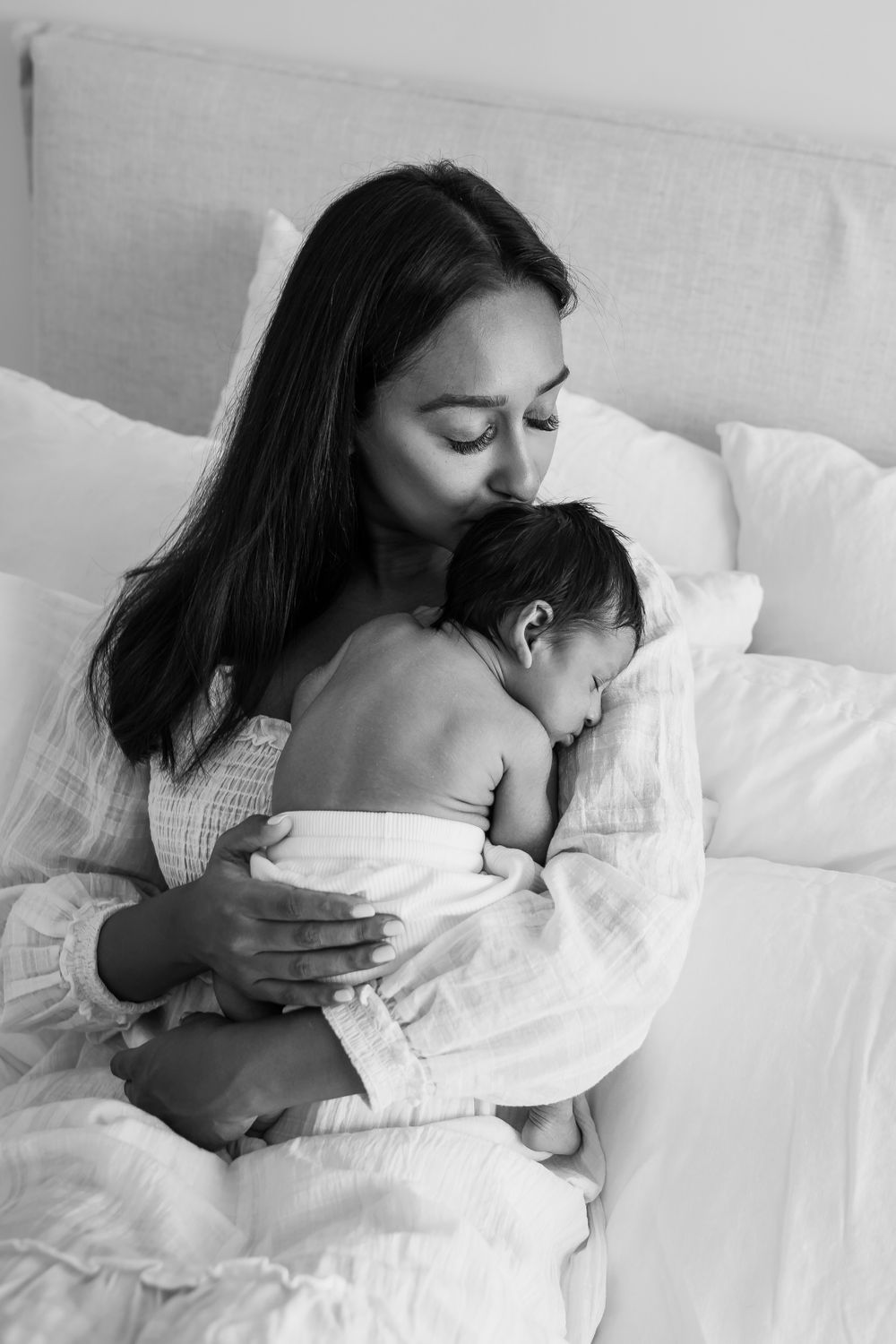 Candid in home lifestyle newborn and mother photography