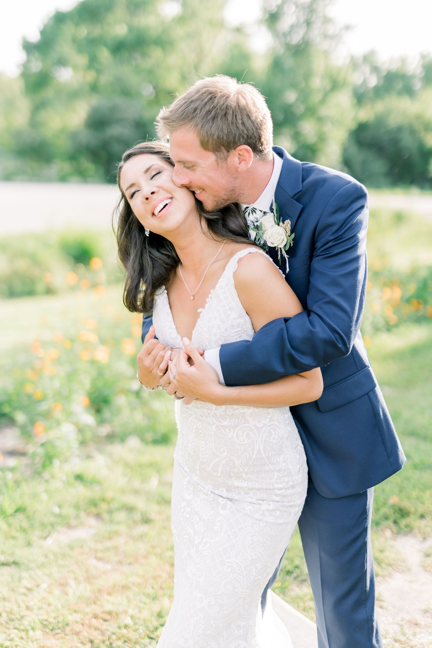 Vineyard photos with white willow events at Prairie Moon Winery wedding in Ames, Iowa
