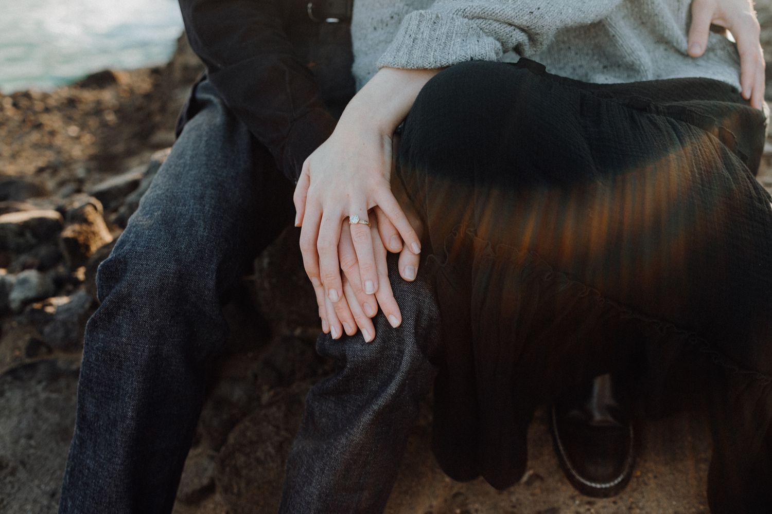 Ring shot during an engagement shoot in Piha with Apertured Media-Auckland Wedding and Elopement Photographer