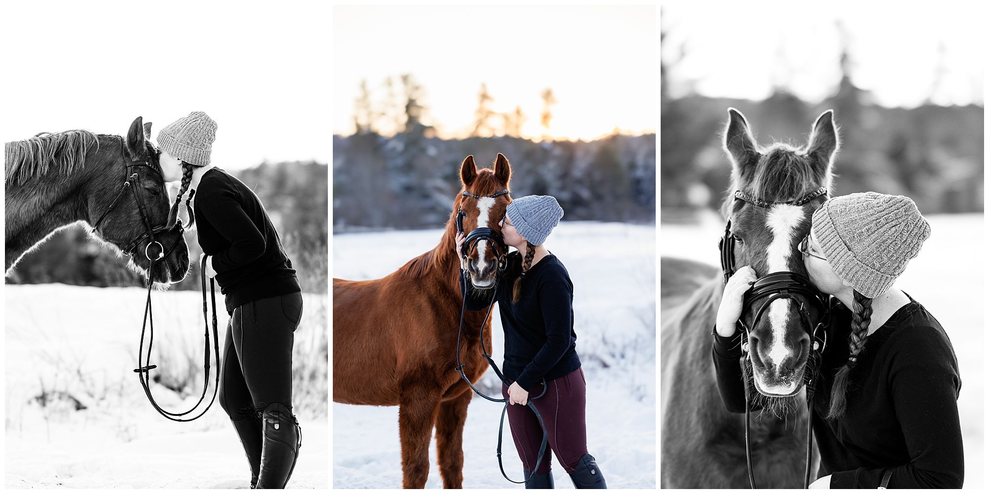 Portrait session girl and senior chestnut Arabian mare