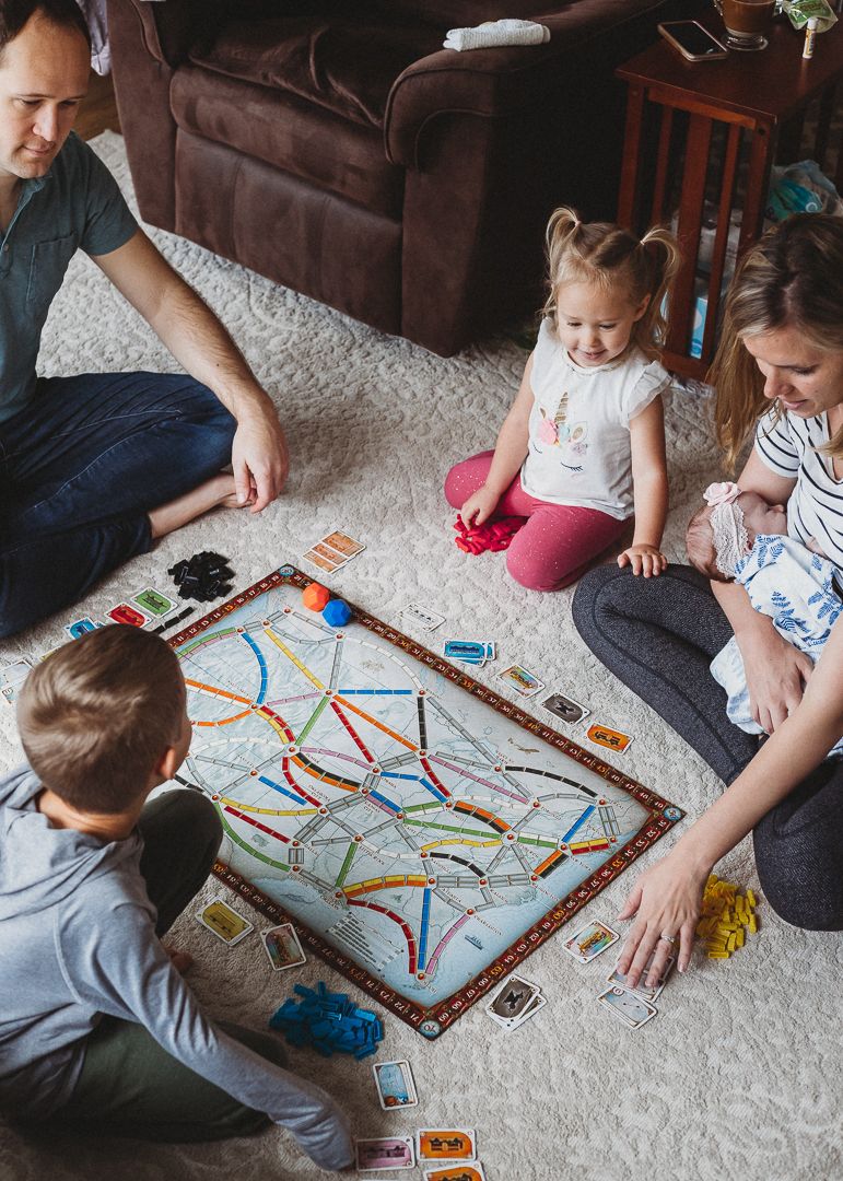 Family board game Documentary Newborn Session Seattle
