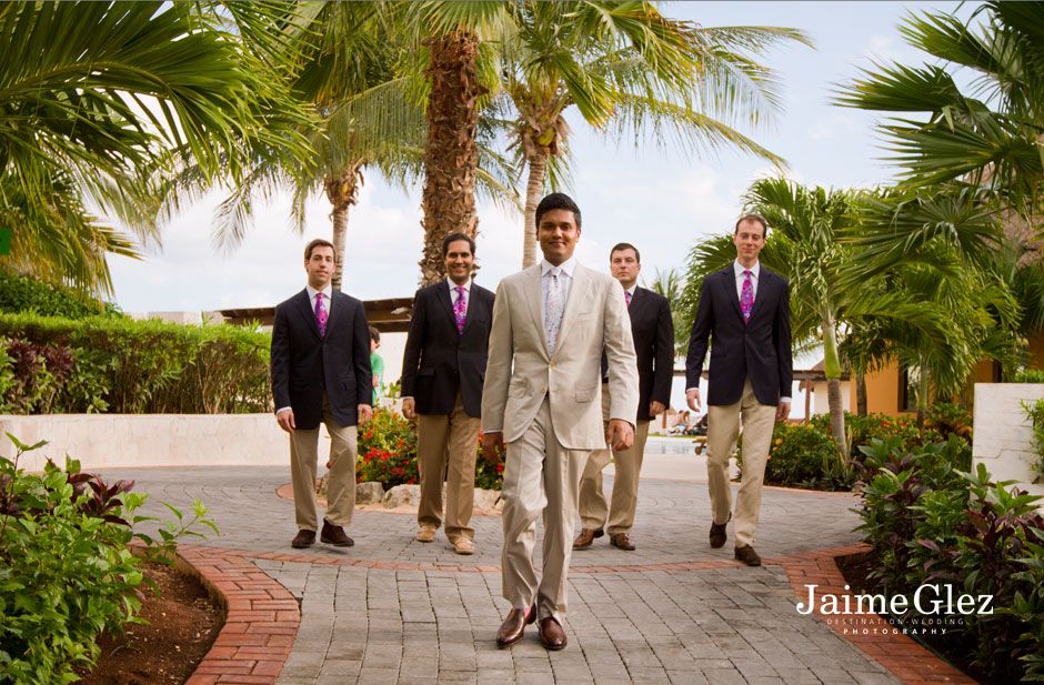 Groom and groomsmen at the Fairmont Mayakoba