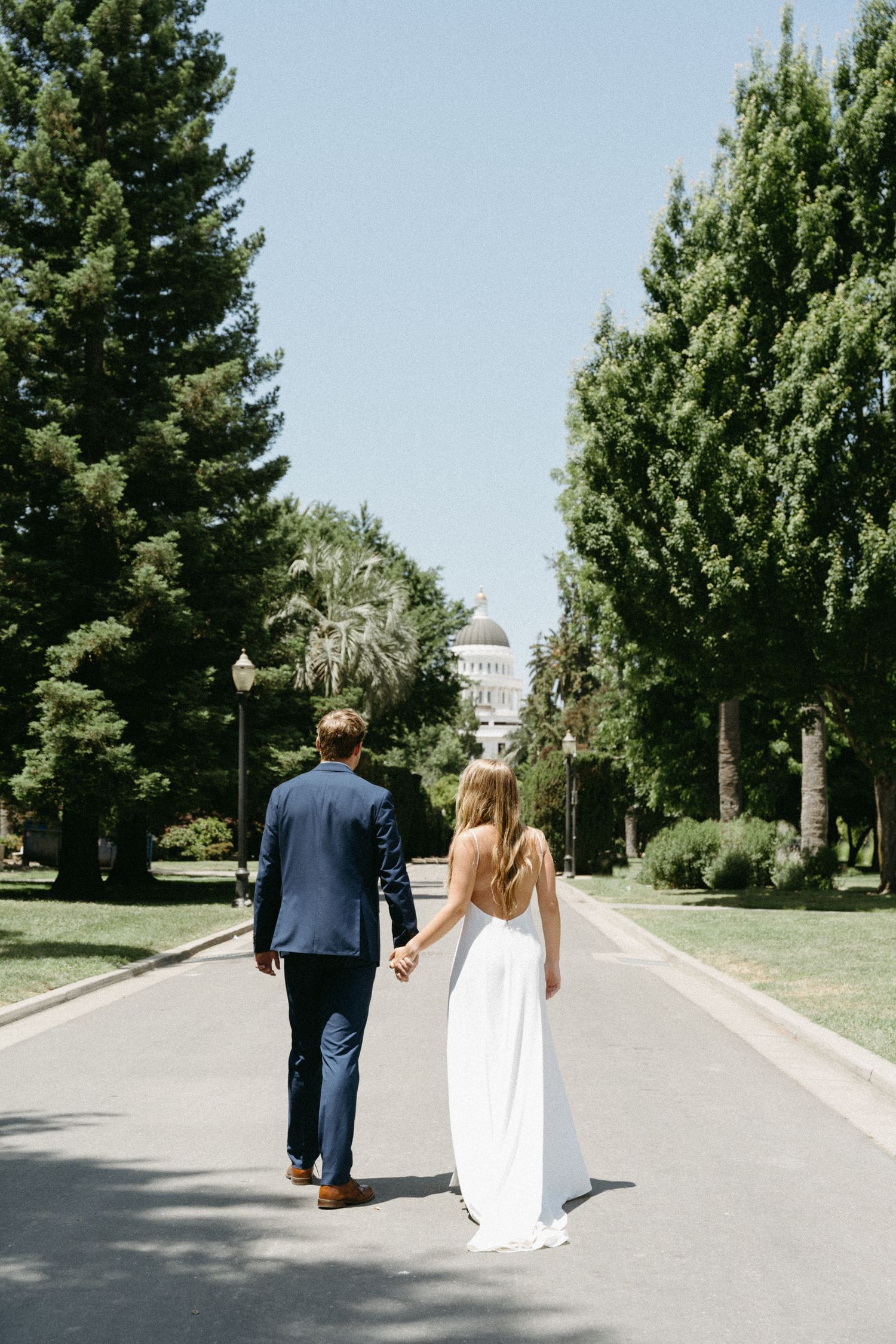 Bride and Groom eloping at the Sacramento State Capitol