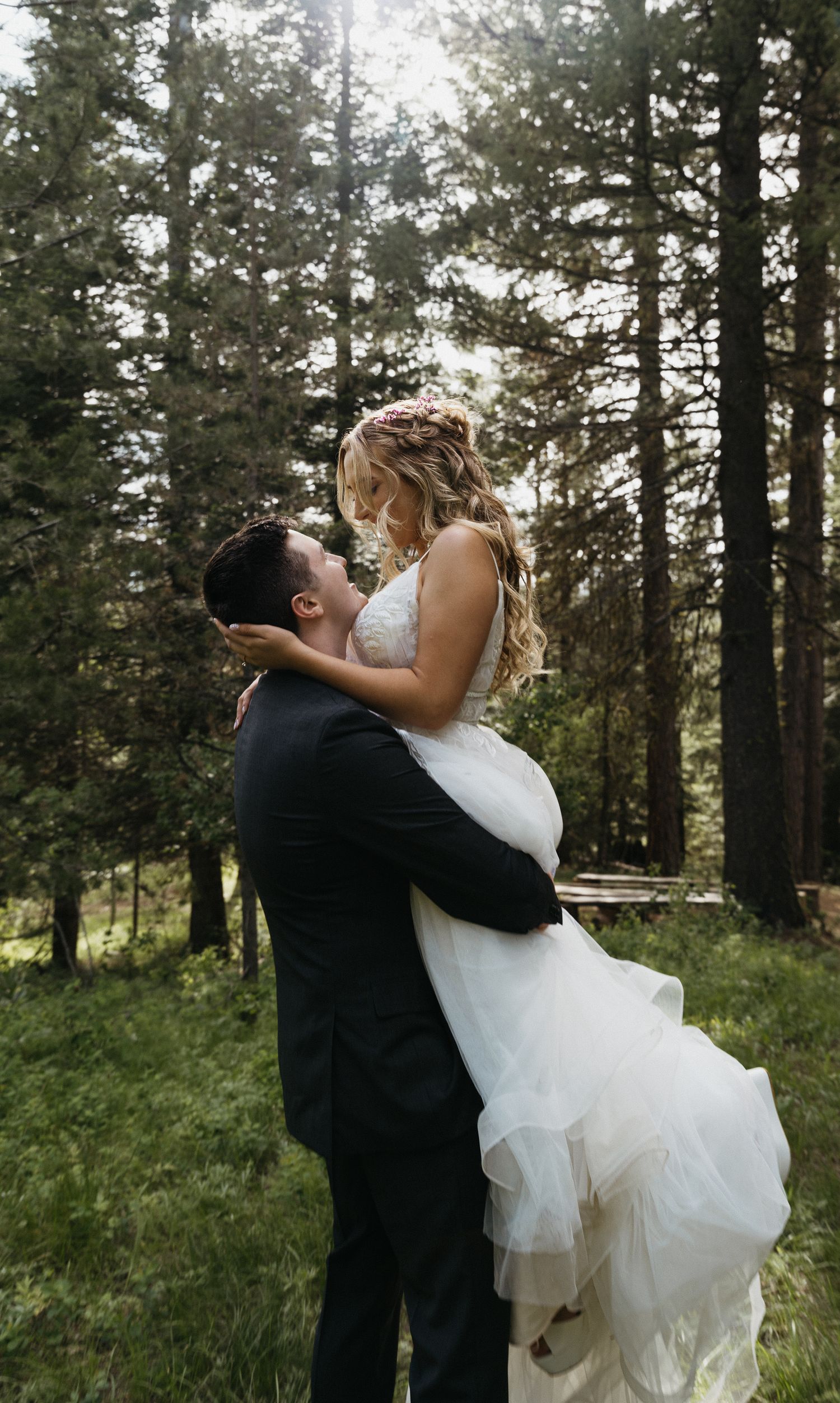 bride and groom on Longhorn Guest Ranch in Cascade, Idaho