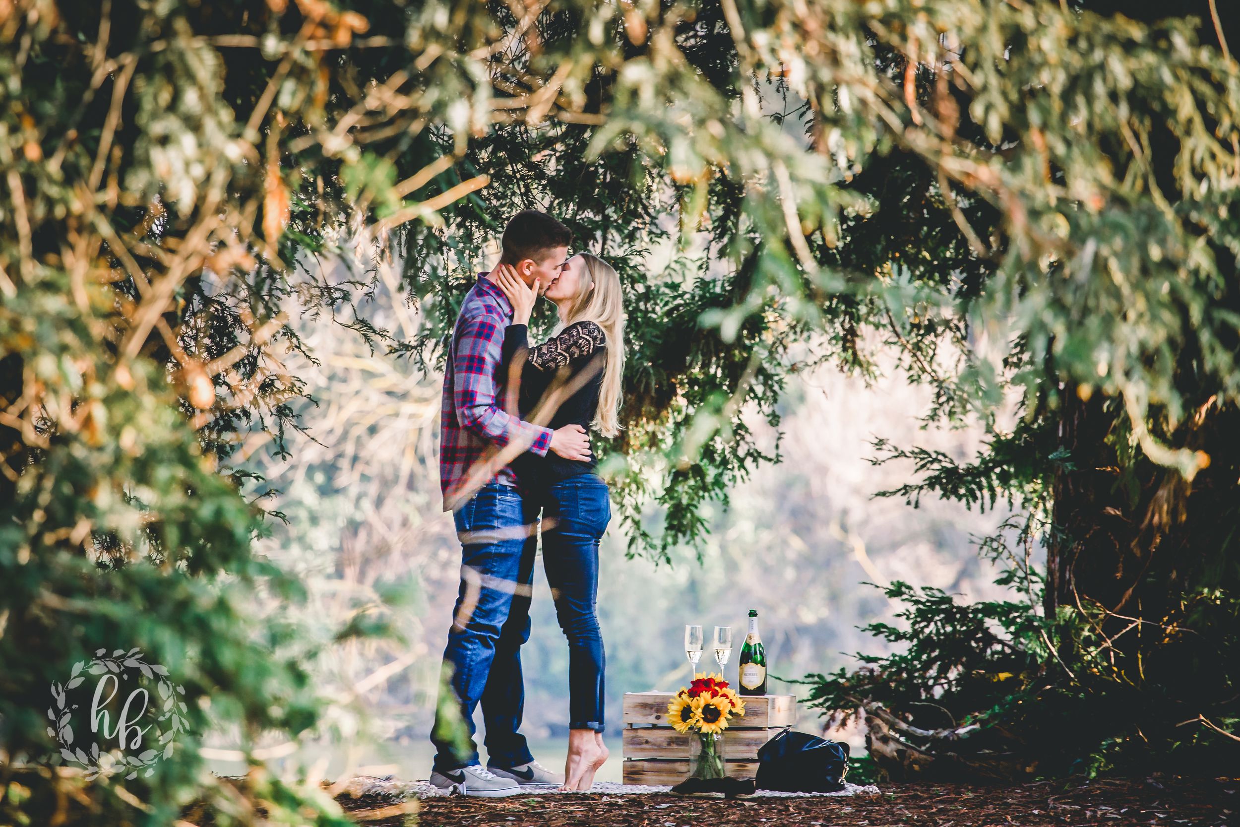 lakeside proposal engagement photos