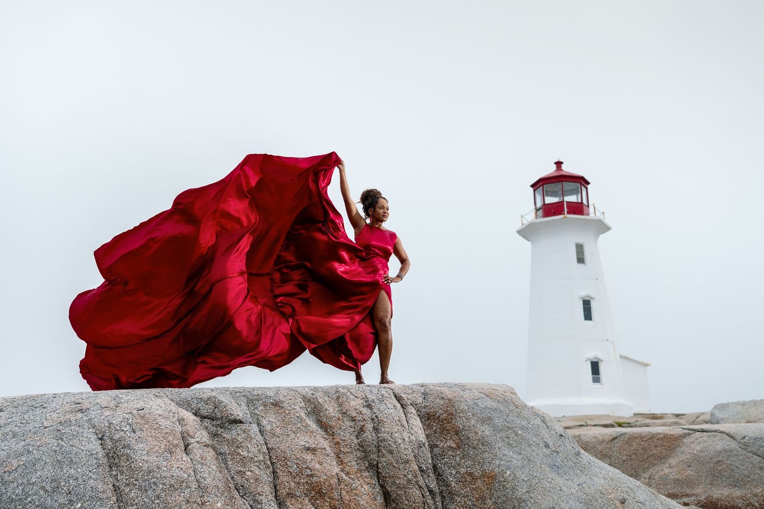 Flying Dress Shoot Peggy's Cove, Nova Scotia