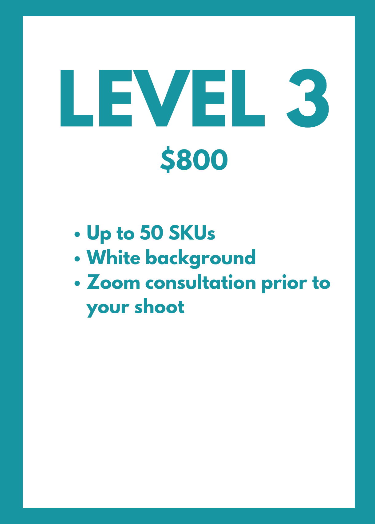 Level 3 Product Photography Pricing - $800