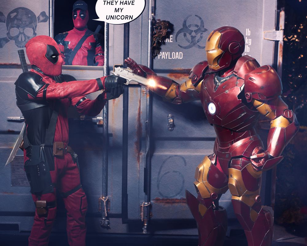 Iron Man takes flight and soars through city environments in a sequence of dynamic action poses.