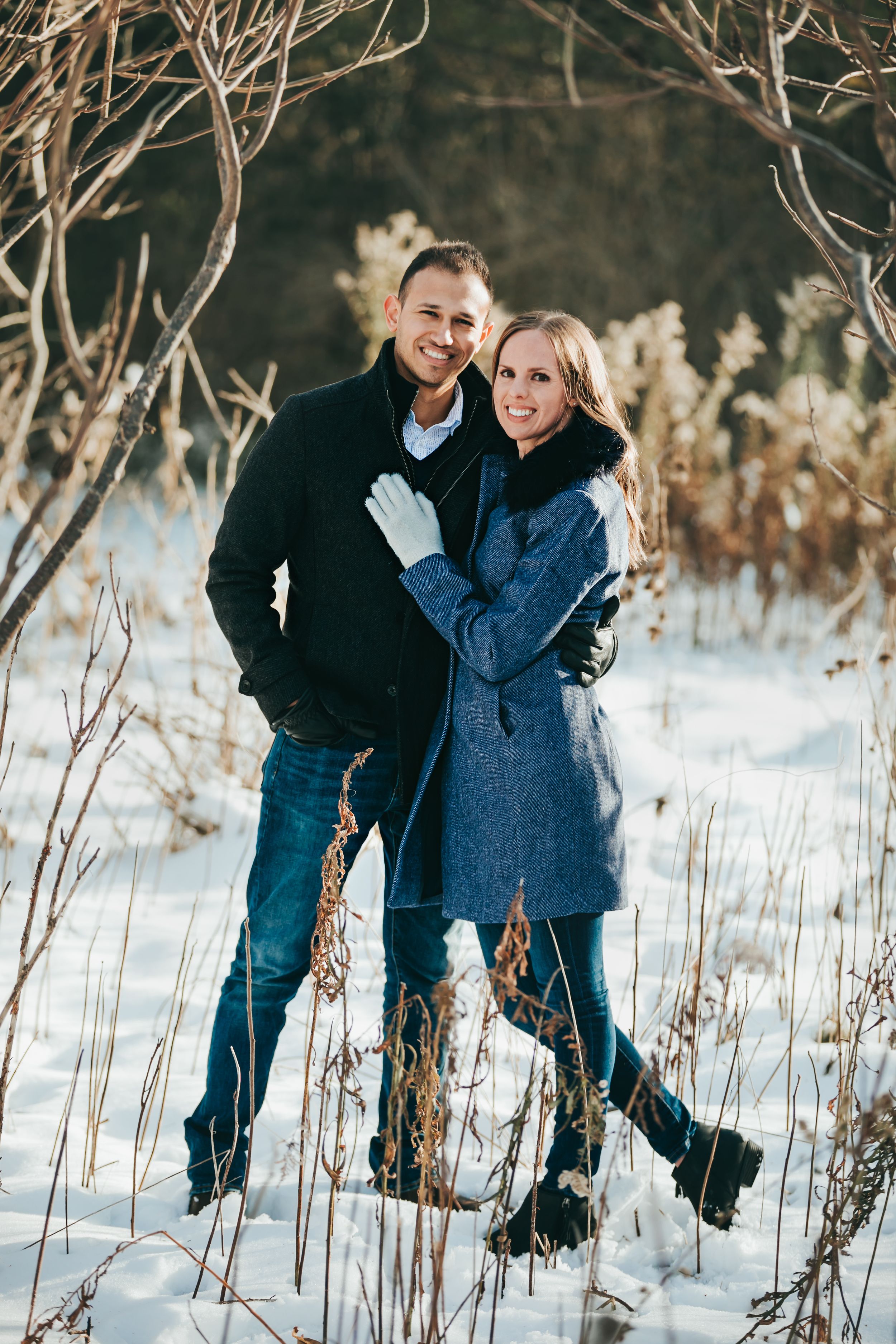Winter Engagement Photos at Fanshawe Conservation Area London
