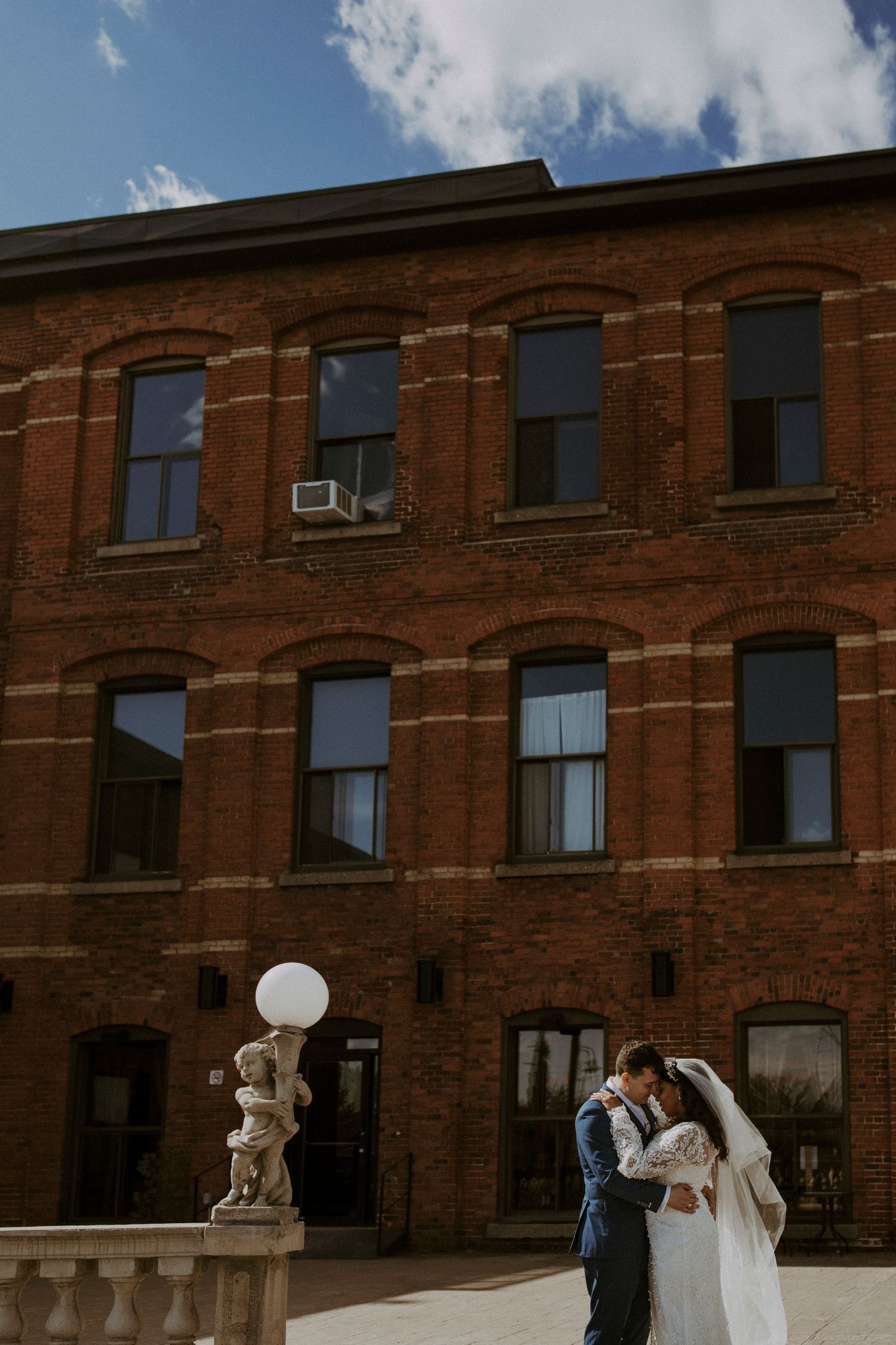 Bride and groom intimate wedding at l'ambroisie espace canal in montreal, quebec, canada.