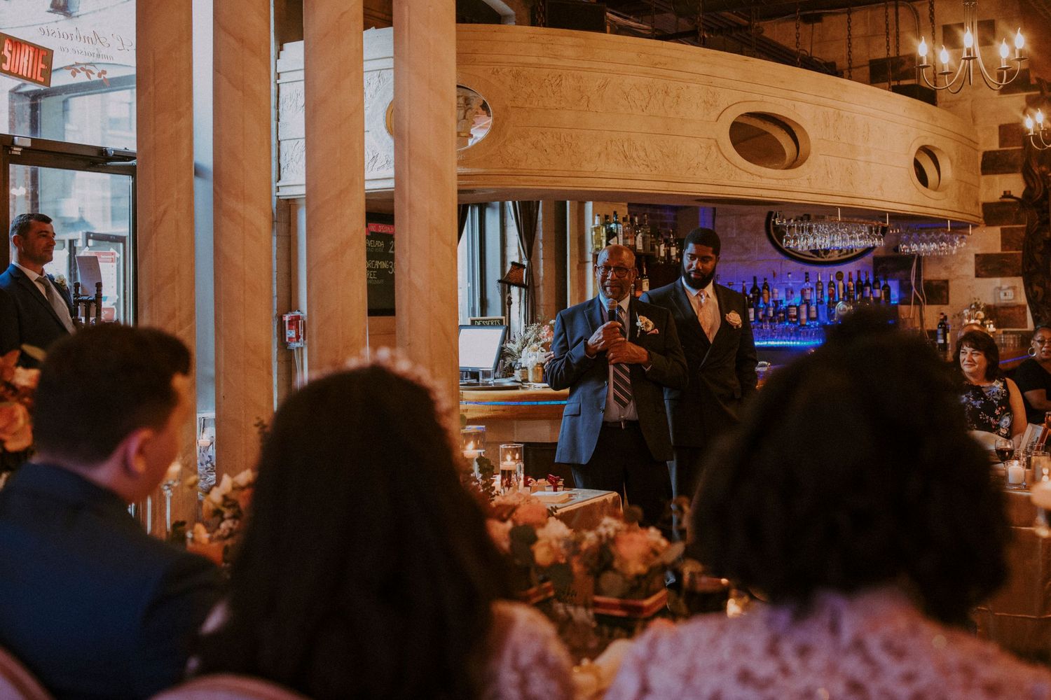 intimate wedding reception in l'ambroisie espace canal, montreal, quebec, canada