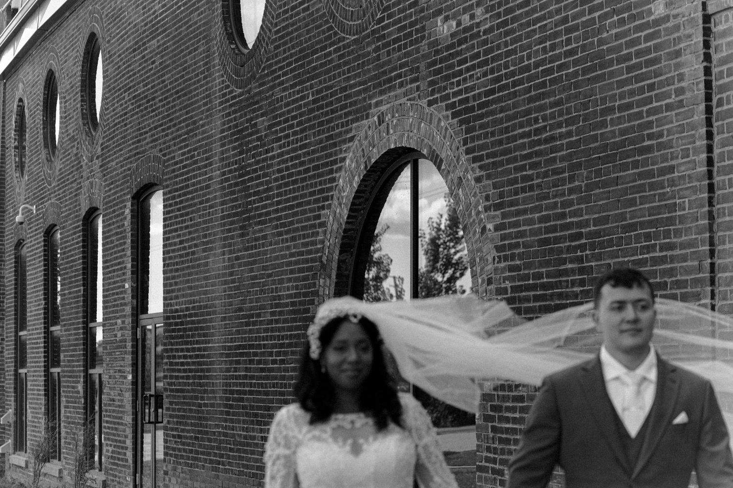 Bride and groom intimate wedding at l'ambroisie espace canal in montreal, quebec, canada.