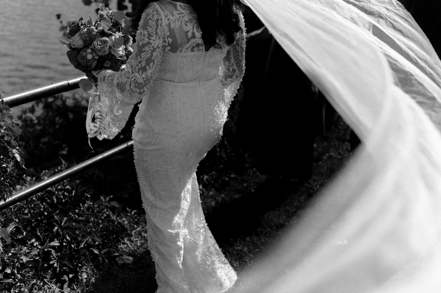 Bride and groom intimate wedding at l'ambroisie espace canal in montreal, quebec, canada.