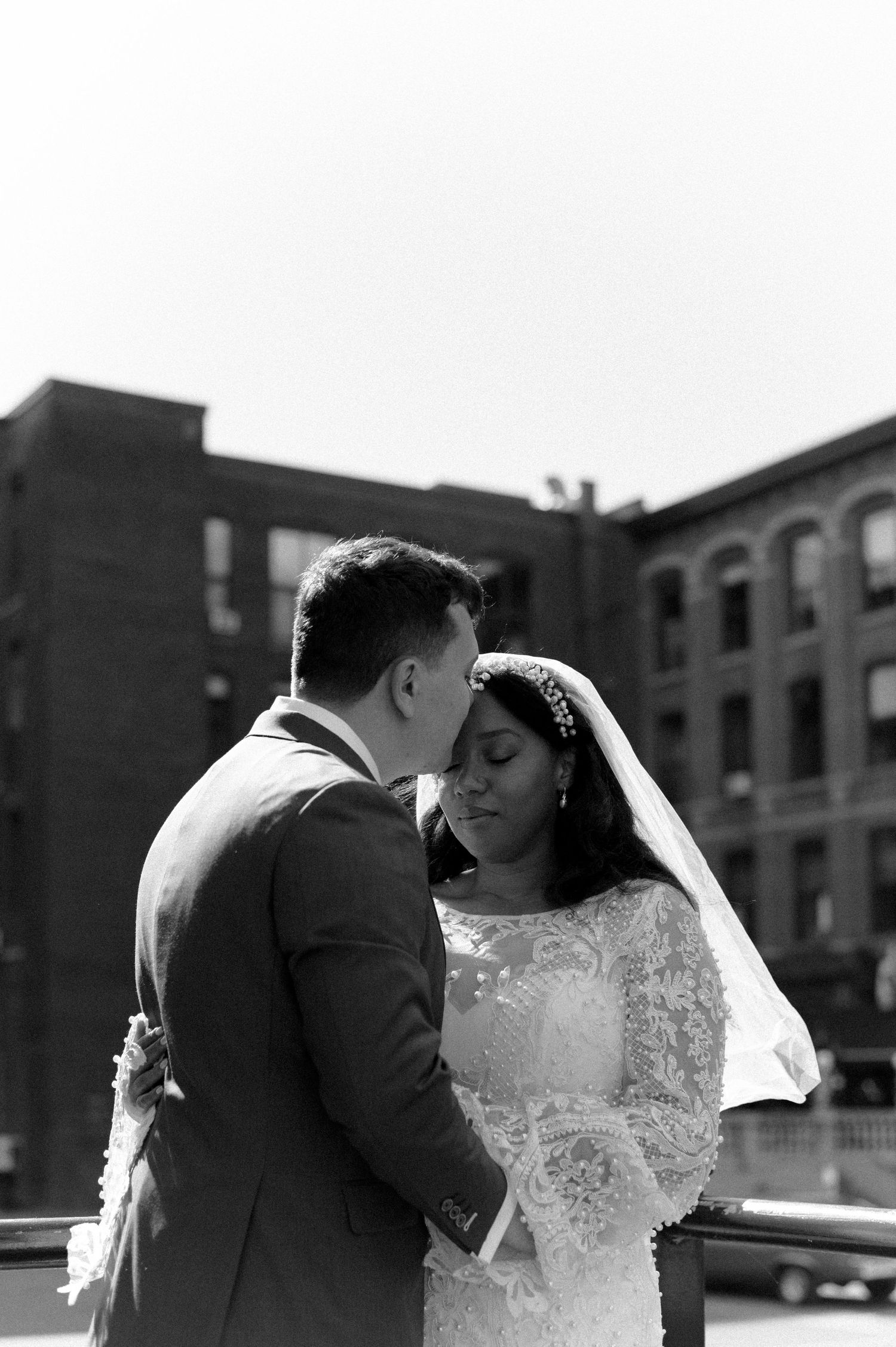 Bride and groom intimate wedding at l'ambroisie espace canal in montreal, quebec, canada.