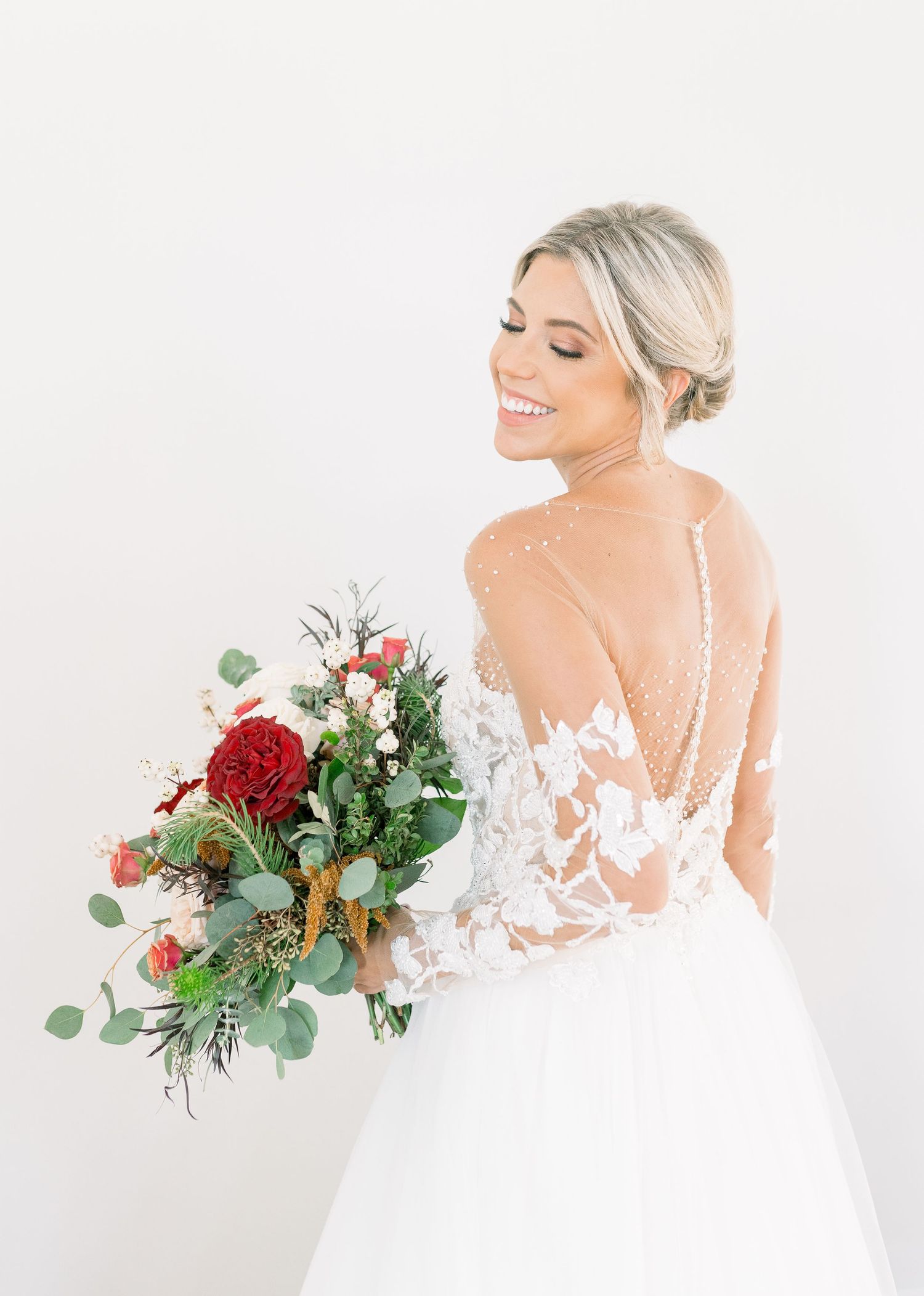 Light and airy 1868 Farmhouse Wedding in Boone, Iowa with Modern Dress bridal gown