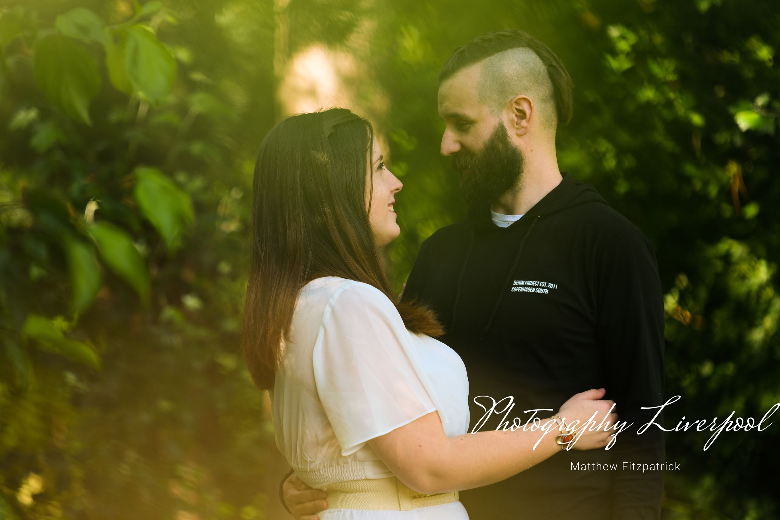 Naturally posed engagement photography at Liverpool Festival Gardens by Photography Liverpool