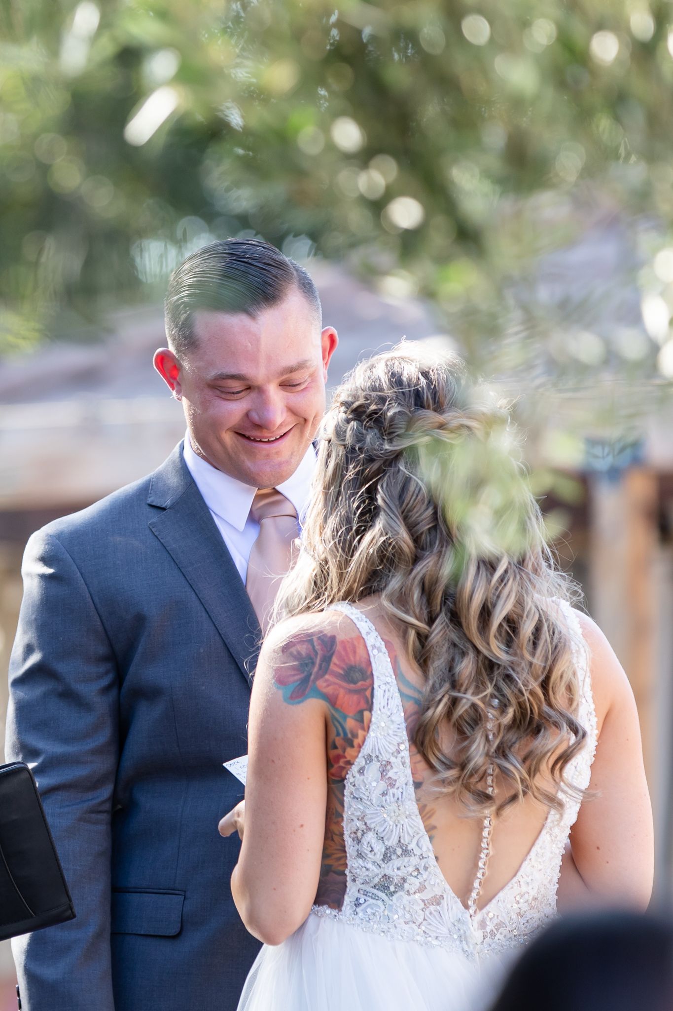 bride and groom moment outside