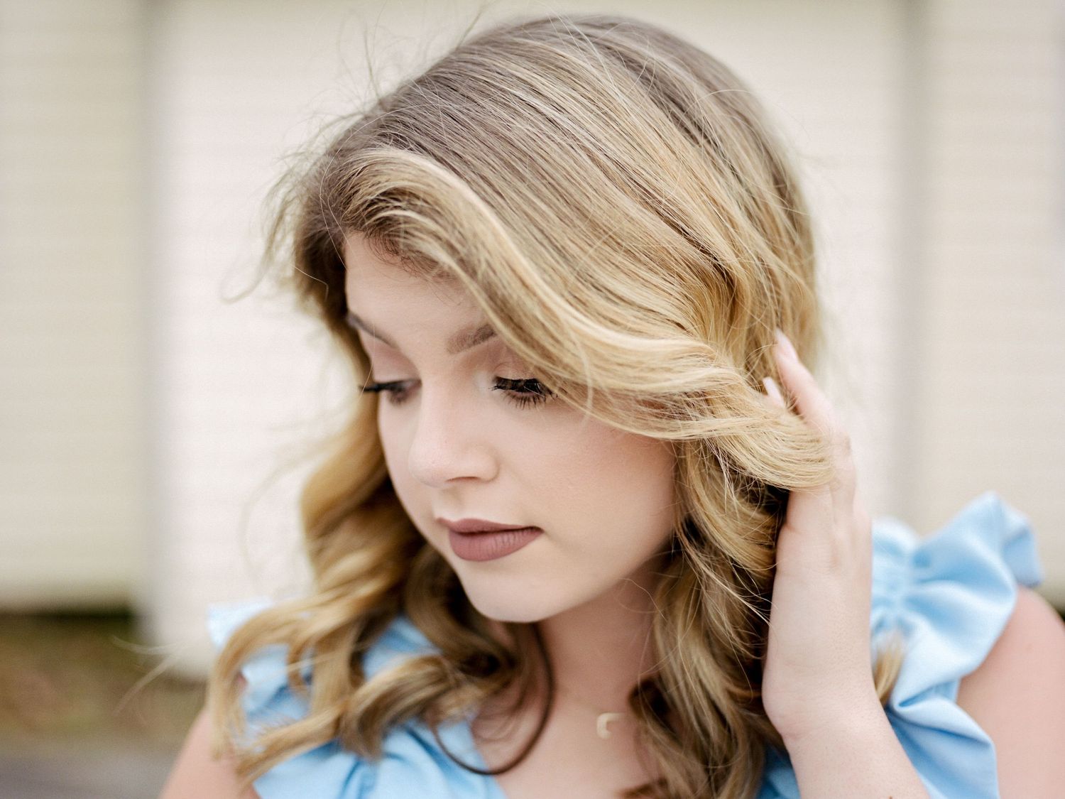 Louisiana senior portrait of female Franklinton High School student on streets of downtown Covington