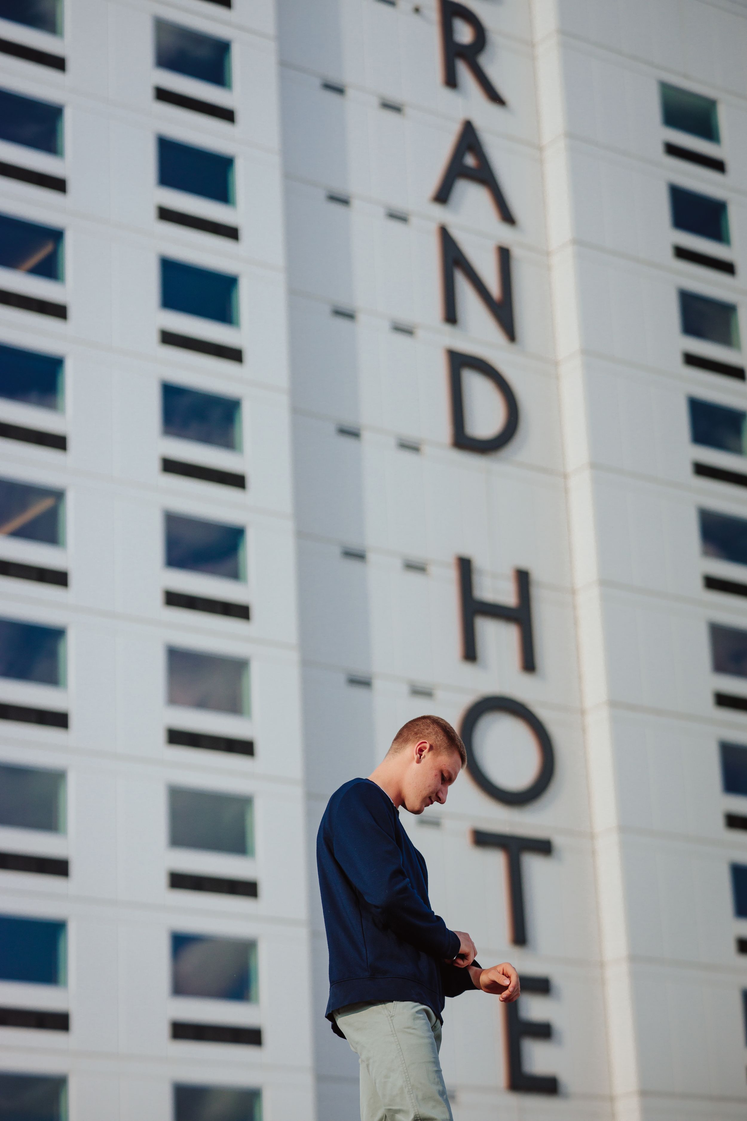 Spokane Senior Photography at the grand hotel parking garage