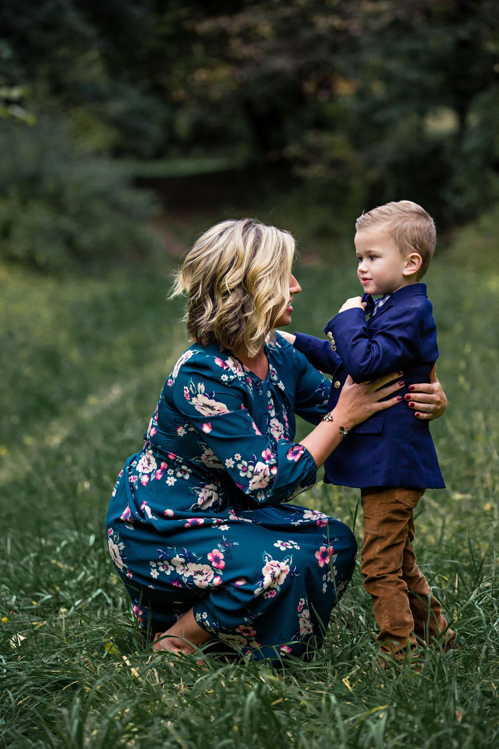 mom hugging son