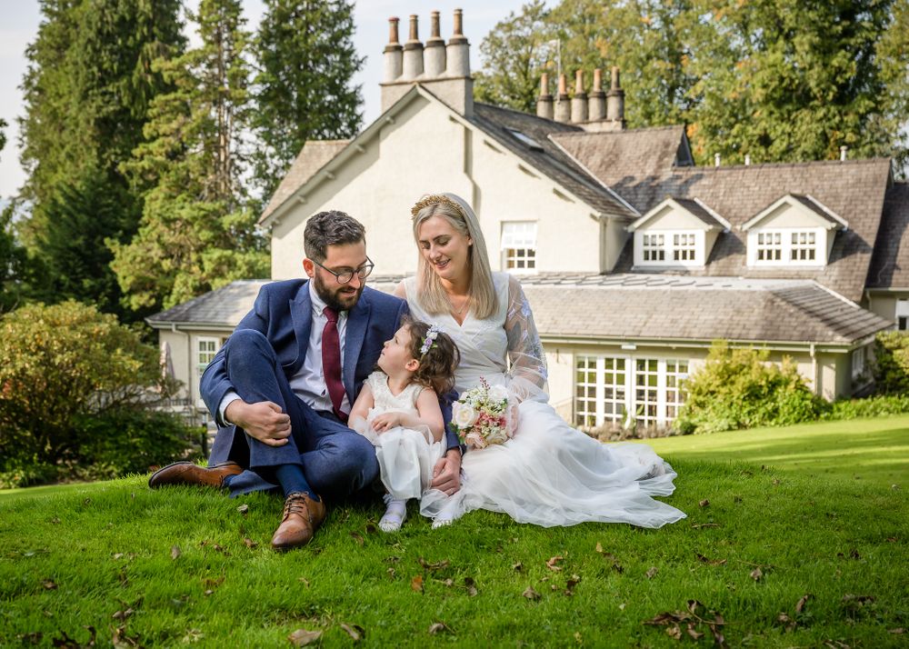 Bride and groom with daughter after Briery Wood wedding