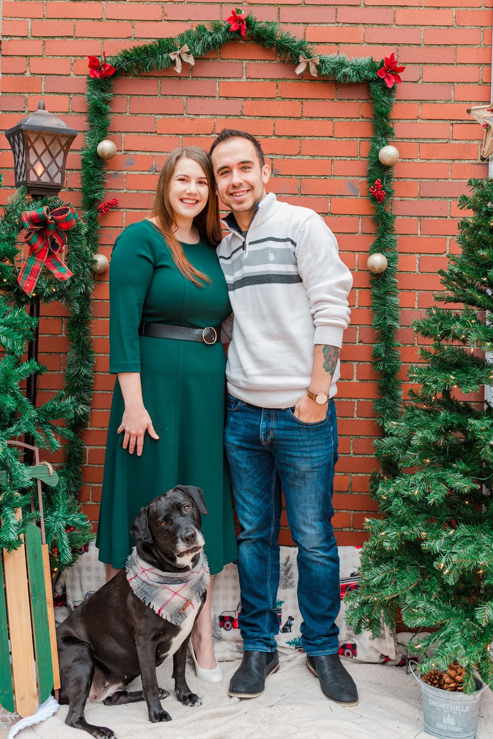 Holiday Christmas shoot with surprise proposal in Pittsburgh, Pennsylvania