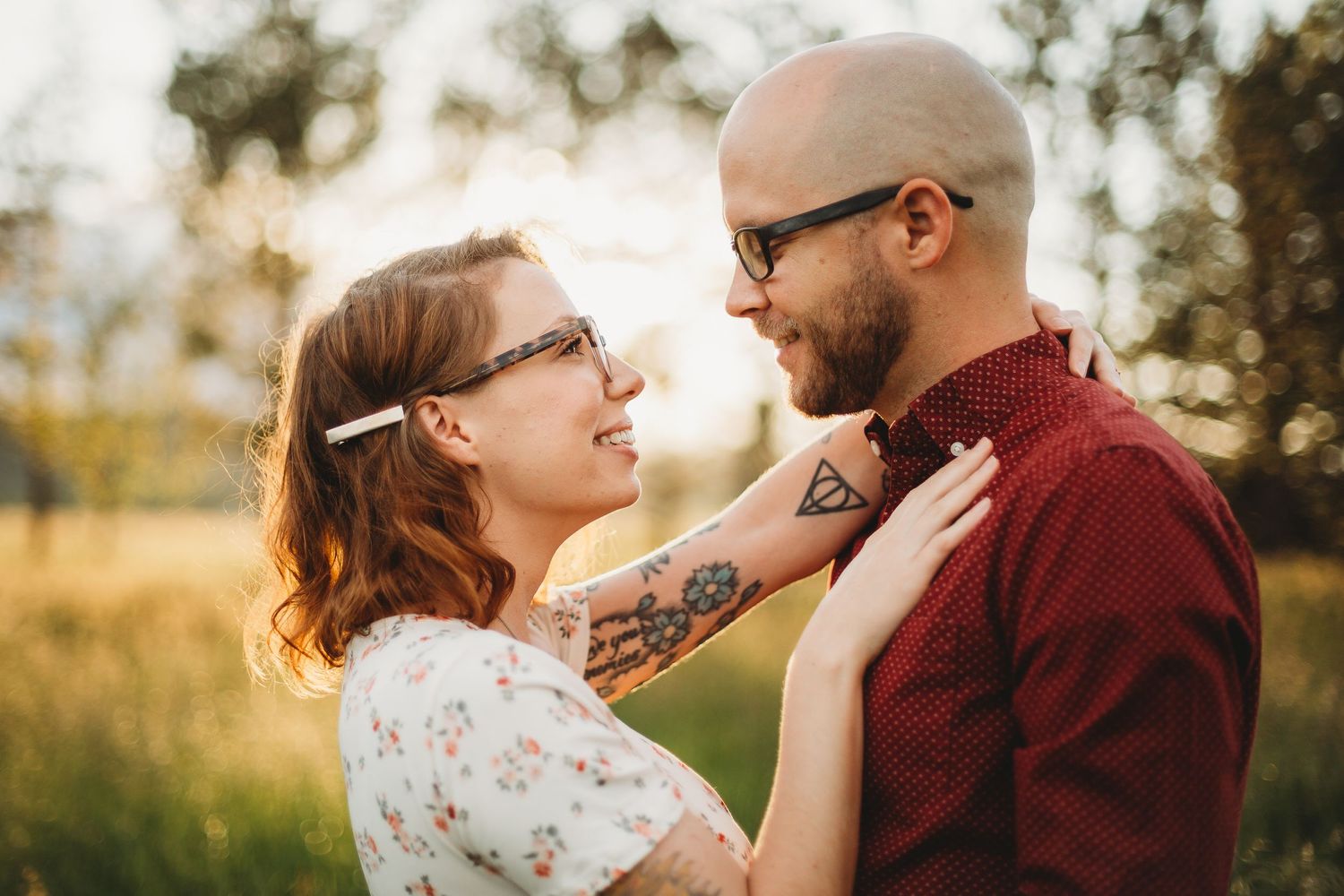 A couple gets their photos taken during their engagement session at Reservoir Ridge Natural Area in Fort Collins.