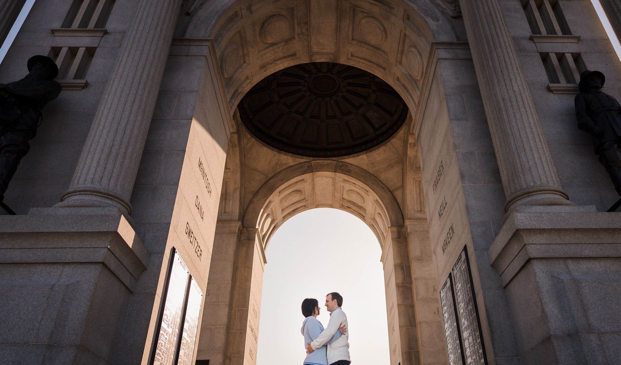 Christman Photography at Gettysburg, PA with a married couple celebrating their love under the Pennsylvania monument