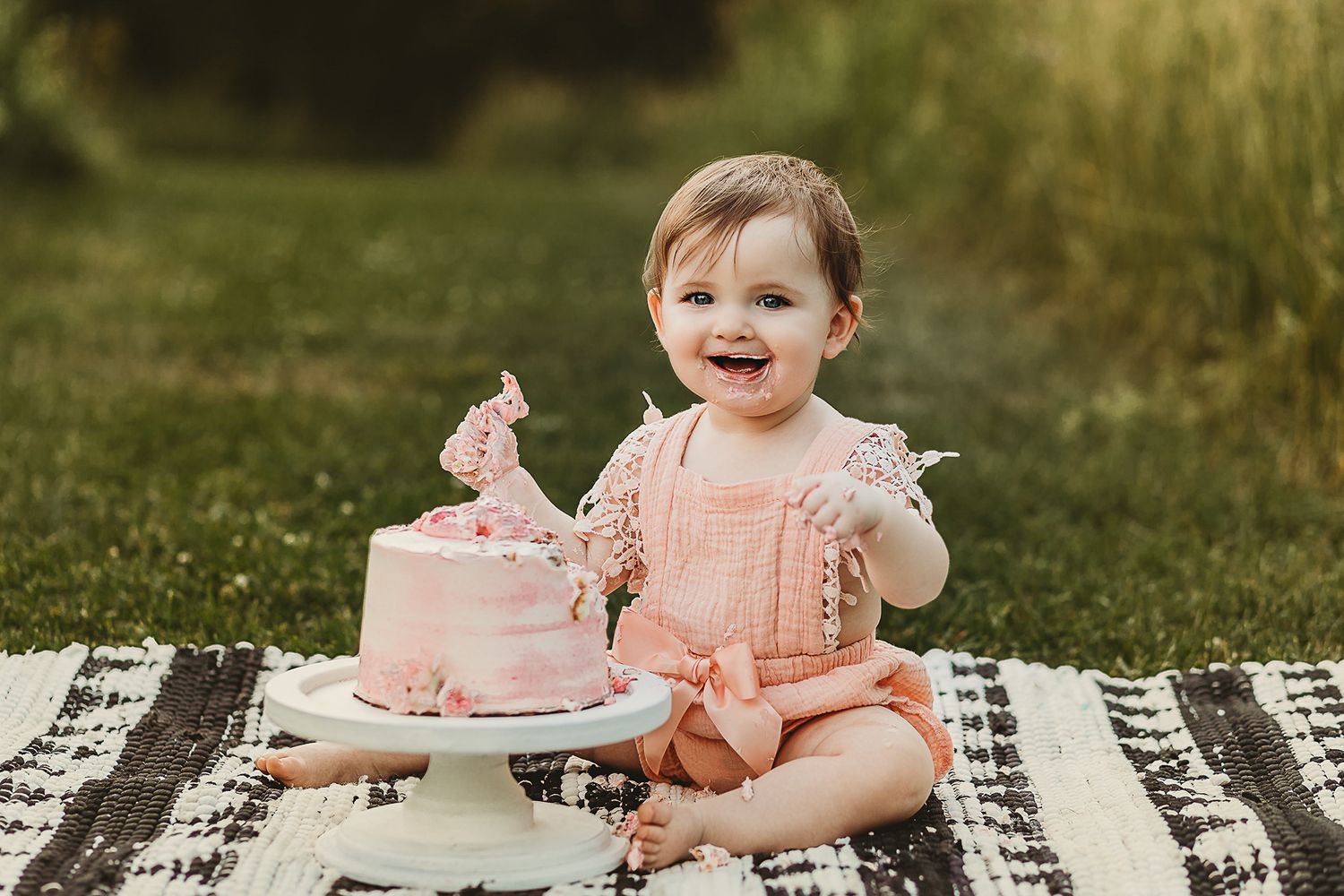 Professional milestone toddler cake smash photo