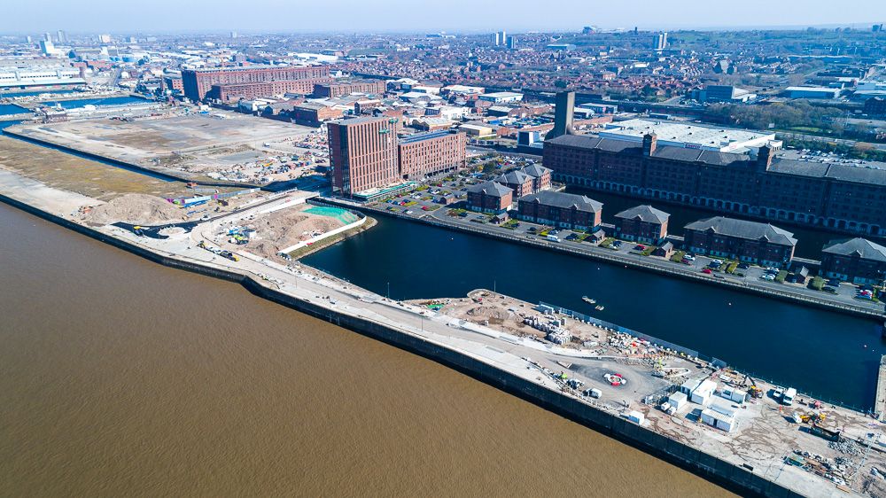 Liverpool Docks Drone photography construction progress photography civil engineering