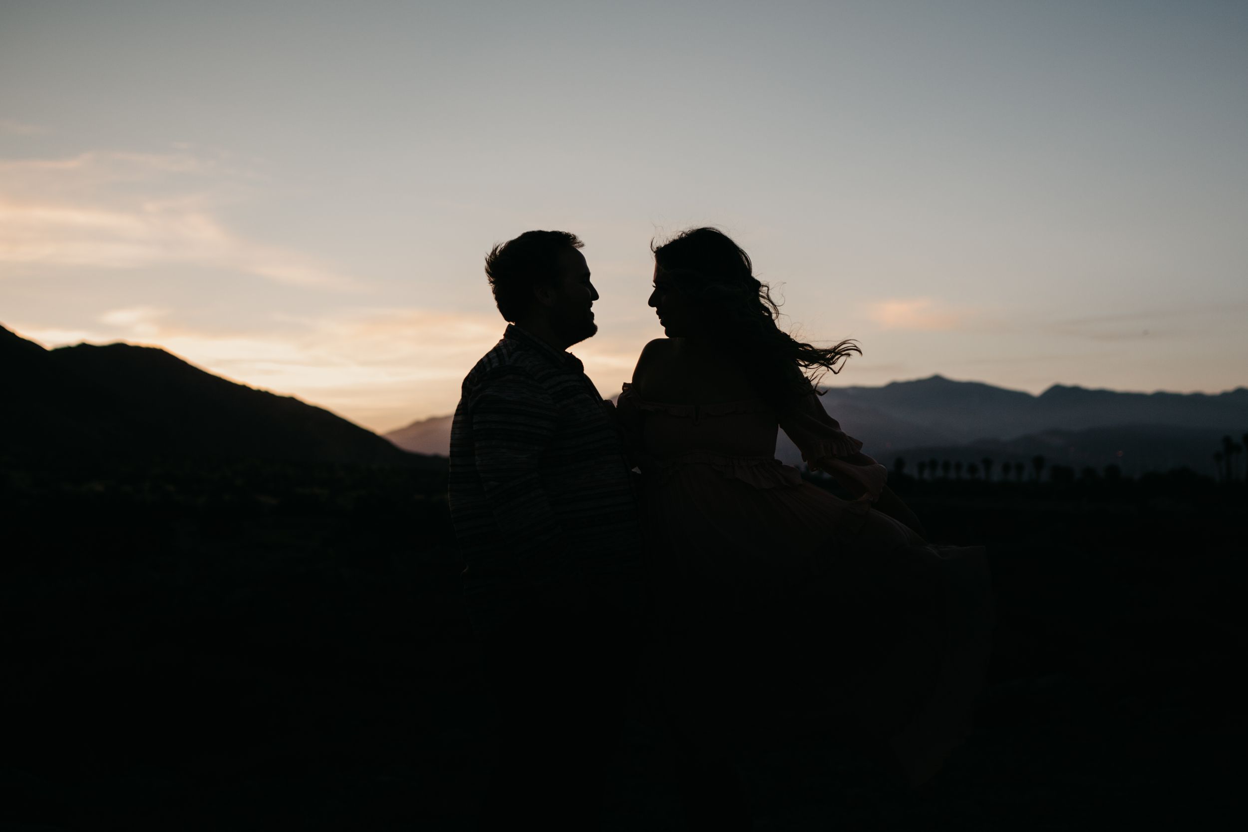 sunset engagement session in desert palm springs california